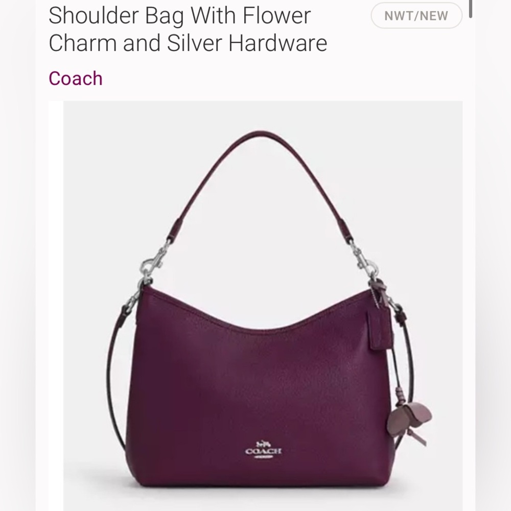 Coach Plum Laurel Shoulder Bag with Silver Accents